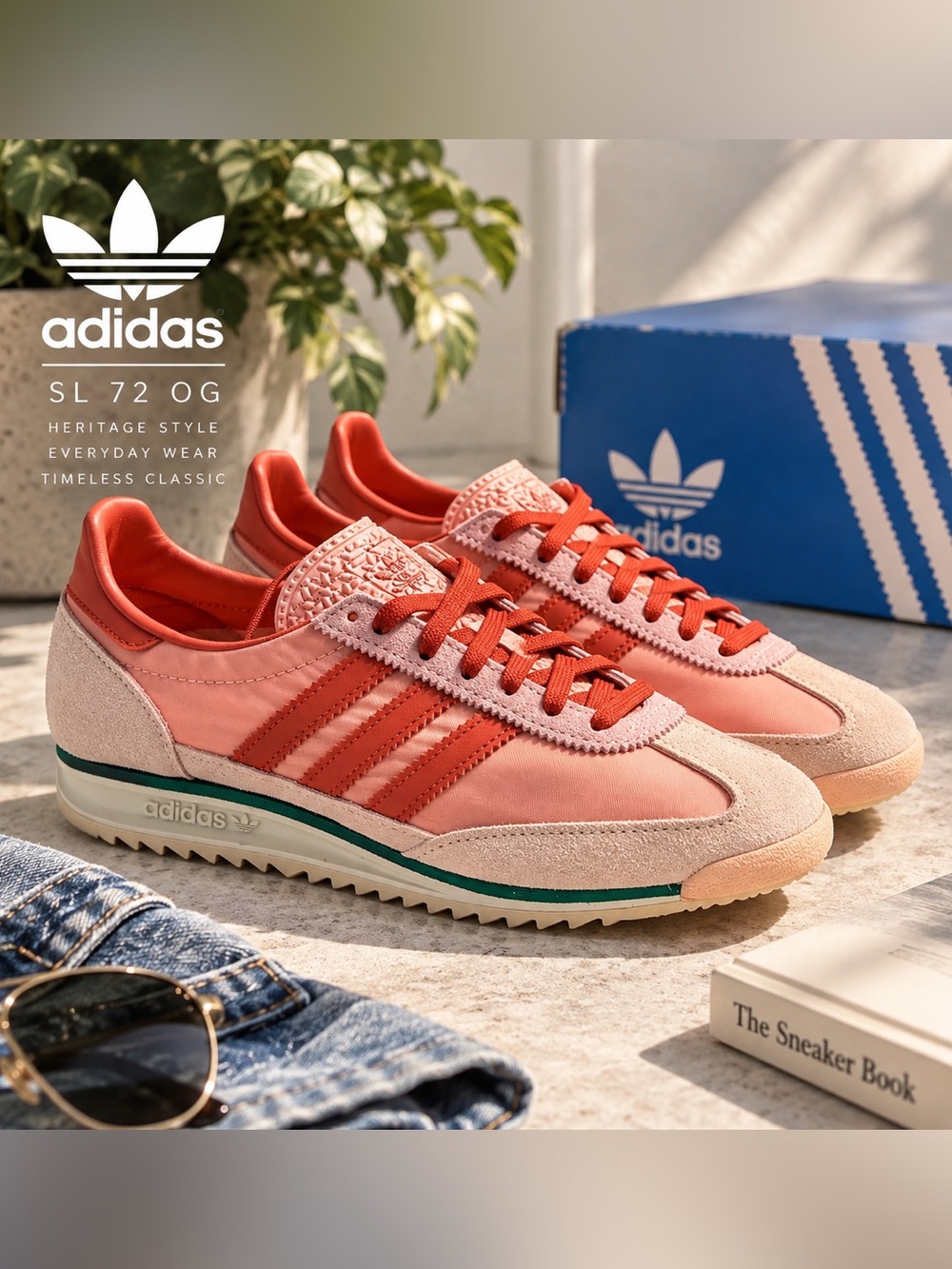 adidas SL 72 OG Women’s 7 Pink Red Semi Pink Spark JS0254 NIB